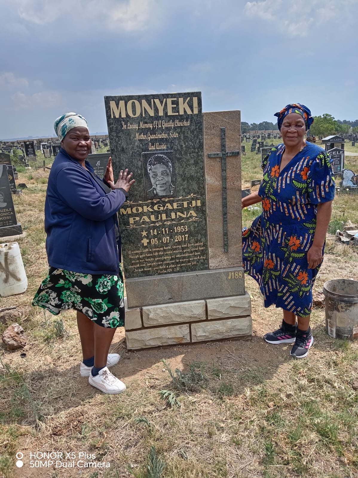 Modern granite tombstone with tiered design