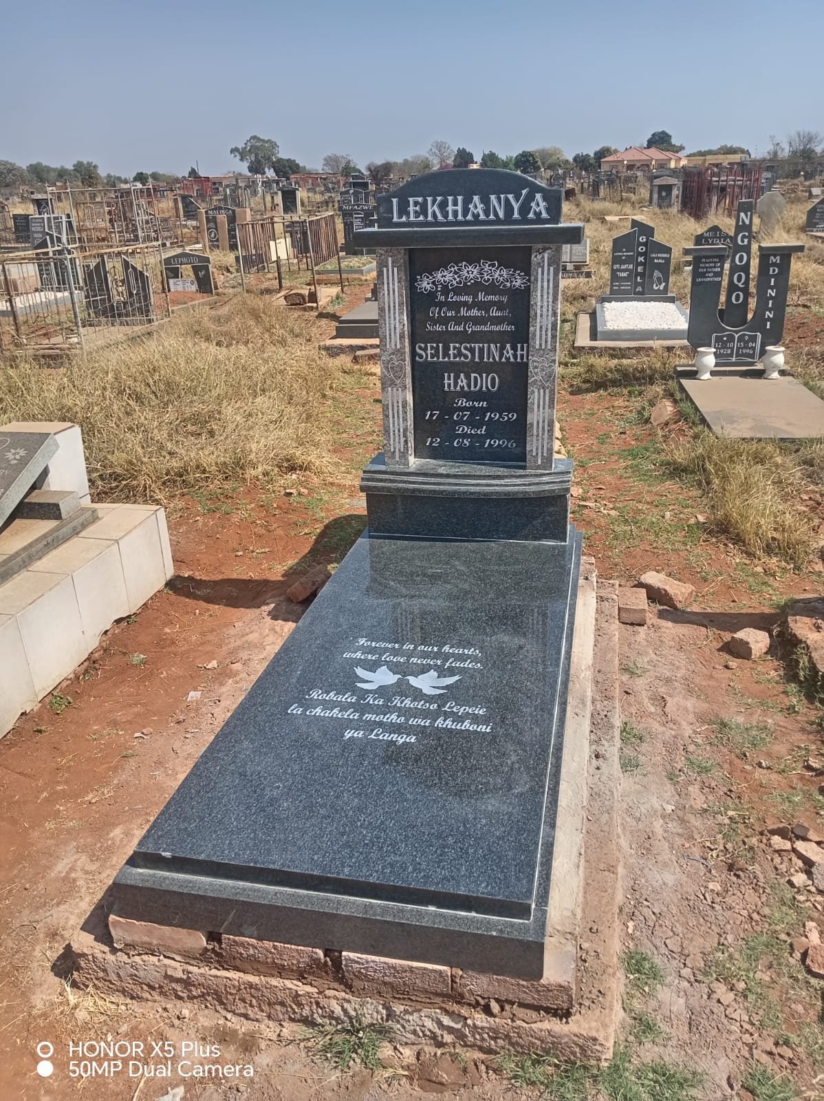 Custom memorial with gold lettering